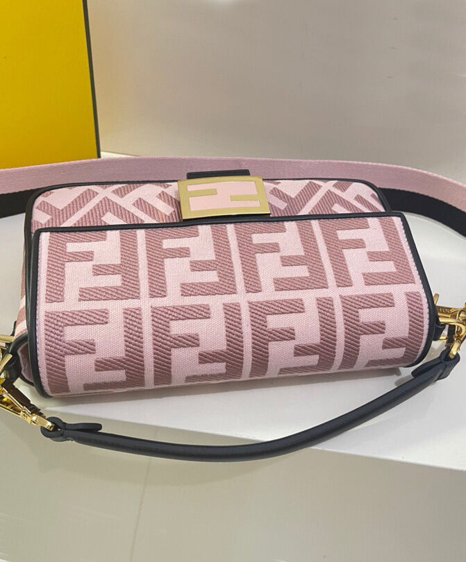 Fendi Baguette FF Canvas Bag 8BR600 Pink